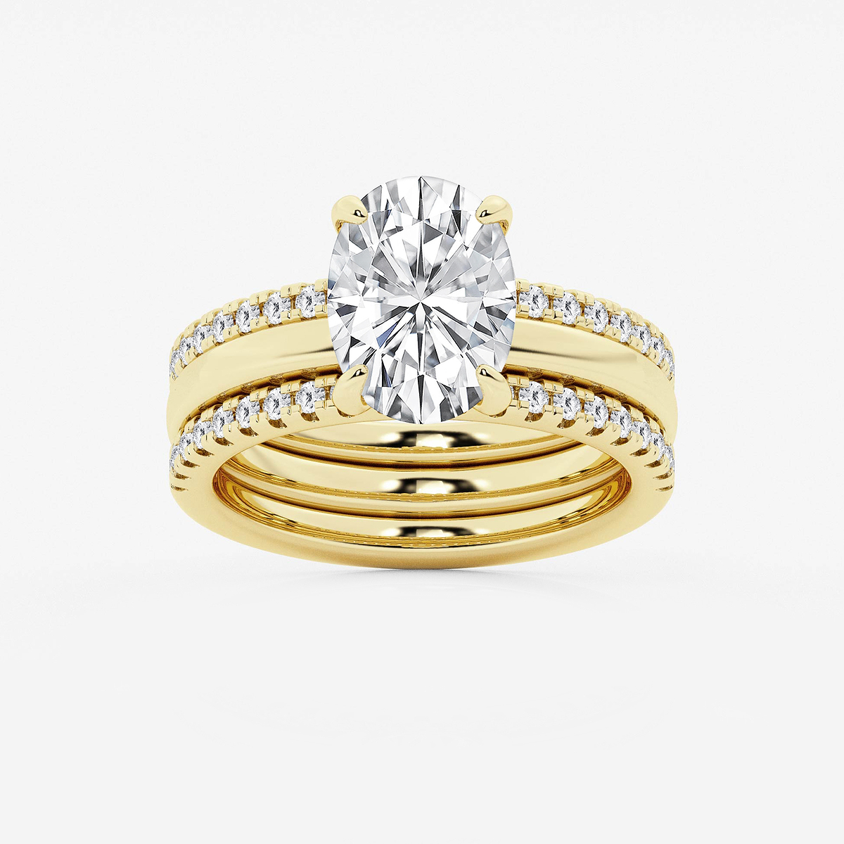 3 1/2 ctw Oval Lab Grown Diamond Double Band Bridal Set