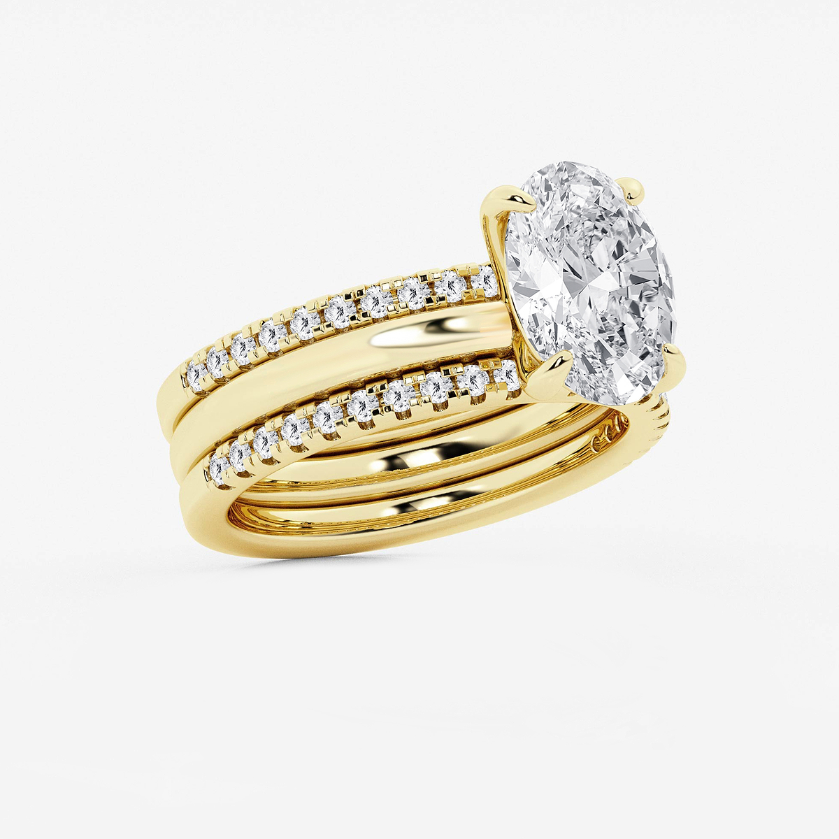 Additional Image 1 for  3 1/2 ctw Oval Lab Grown Diamond Double Band Bridal Set