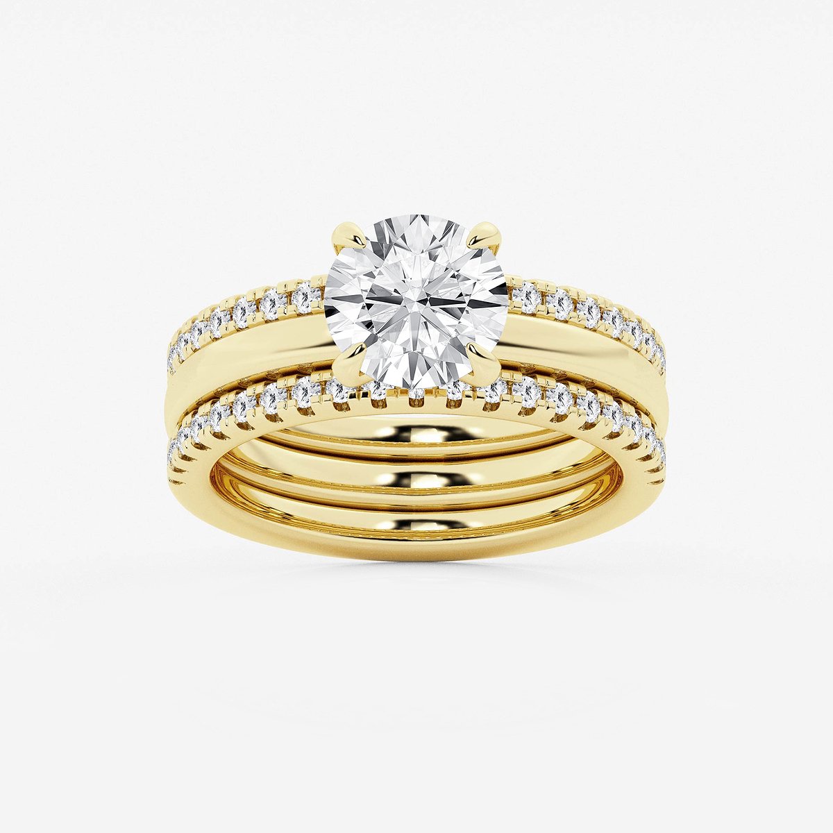 2 1/2 ctw Round Lab Grown Diamond Double Band Bridal Set