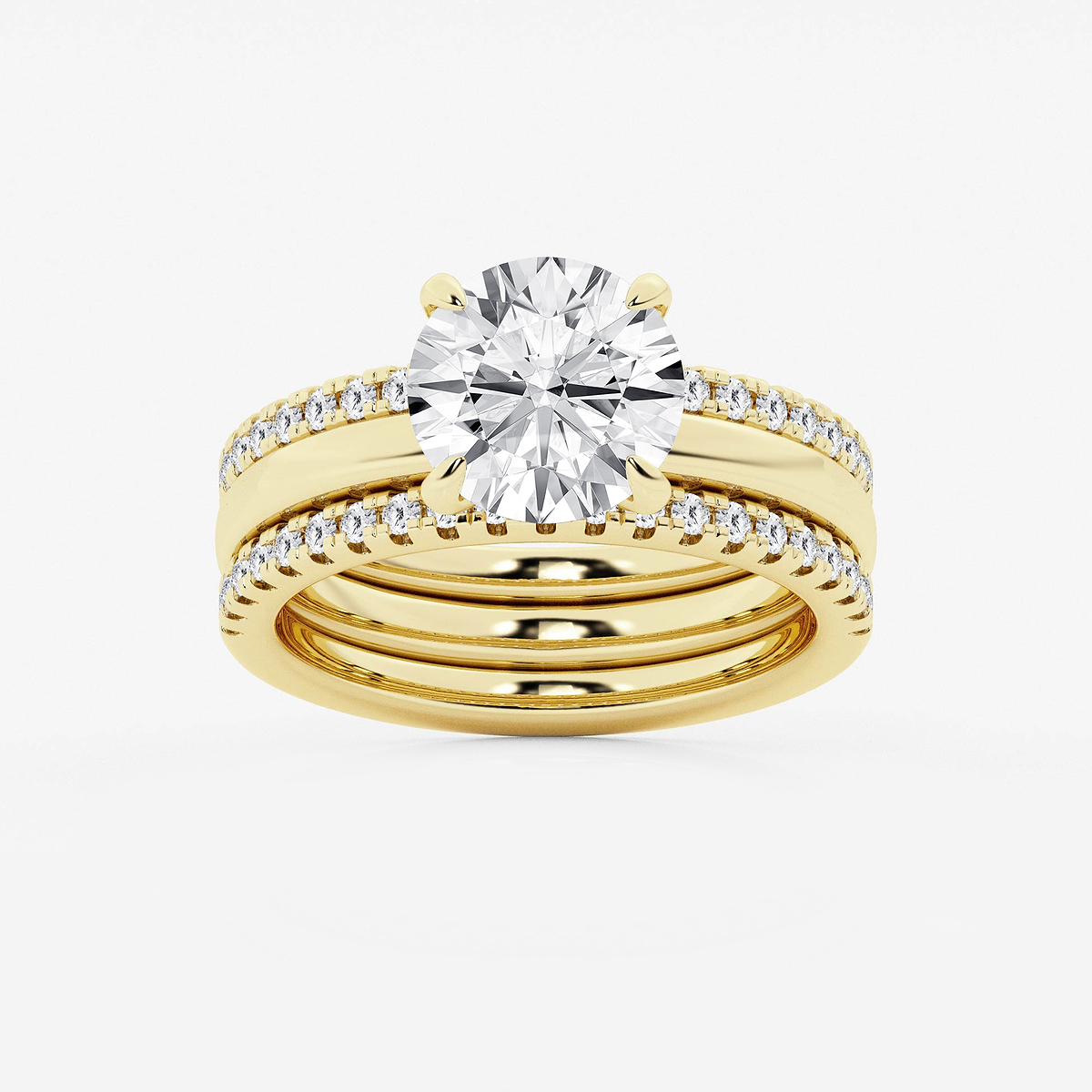 3 1/2 ctw Round Lab Grown Diamond Double Band Bridal Set