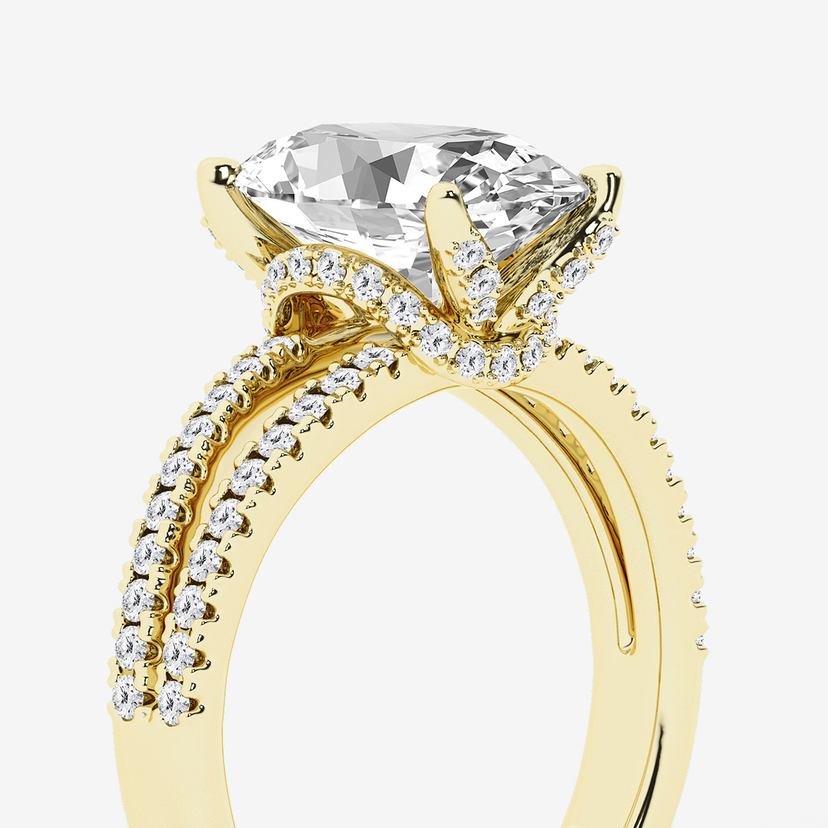 Additional Image 2 for  4 2/5 ctw Oval Lab Grown Diamond Split Shank Draped Hidden Halo Engagement Ring