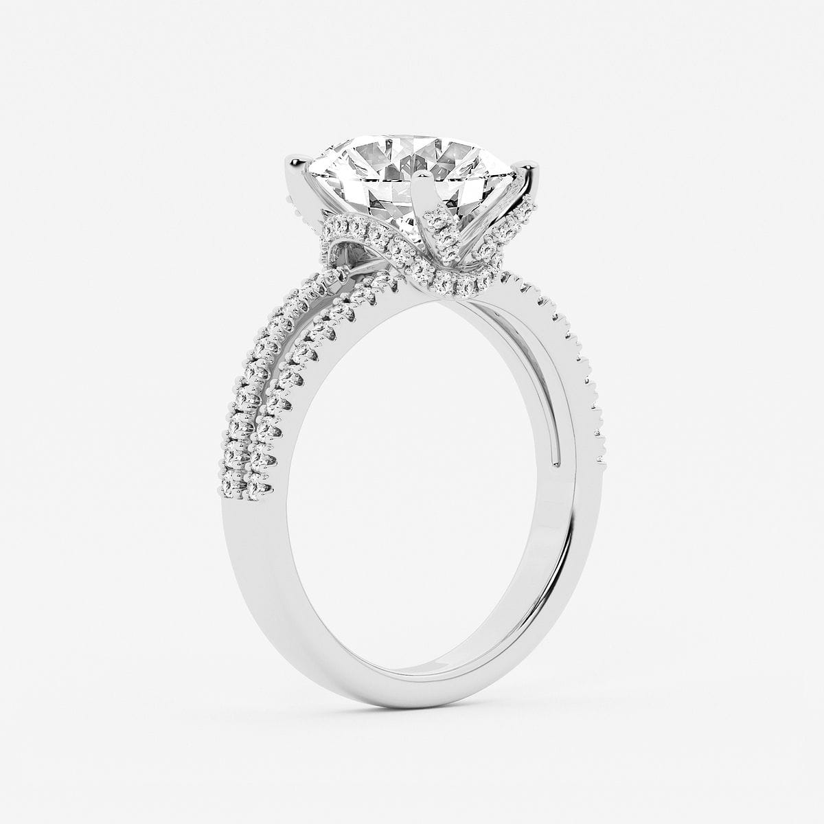 Additional Image 2 for  Badgley Mischka Near-Colorless 4 2/5 ctw Oval Lab Grown Diamond Split Shank Draped Hidden Halo Engagement Ring