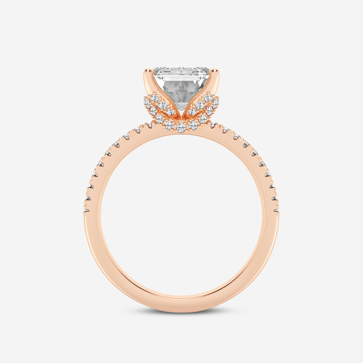 Additional Image 1 for  4 2/5 ctw Emerald Lab Grown Diamond Split Shank Draped Hidden Halo Engagement Ring