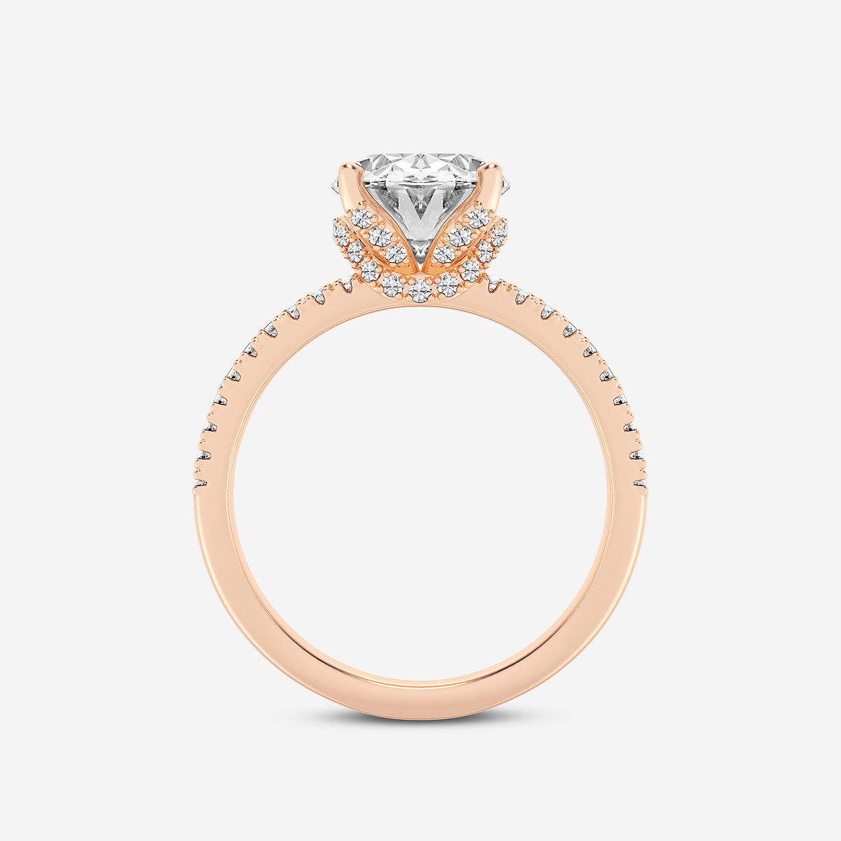 Additional Image 1 for  4 2/5 ctw Oval Lab Grown Diamond Split Shank Draped Hidden Halo Engagement Ring