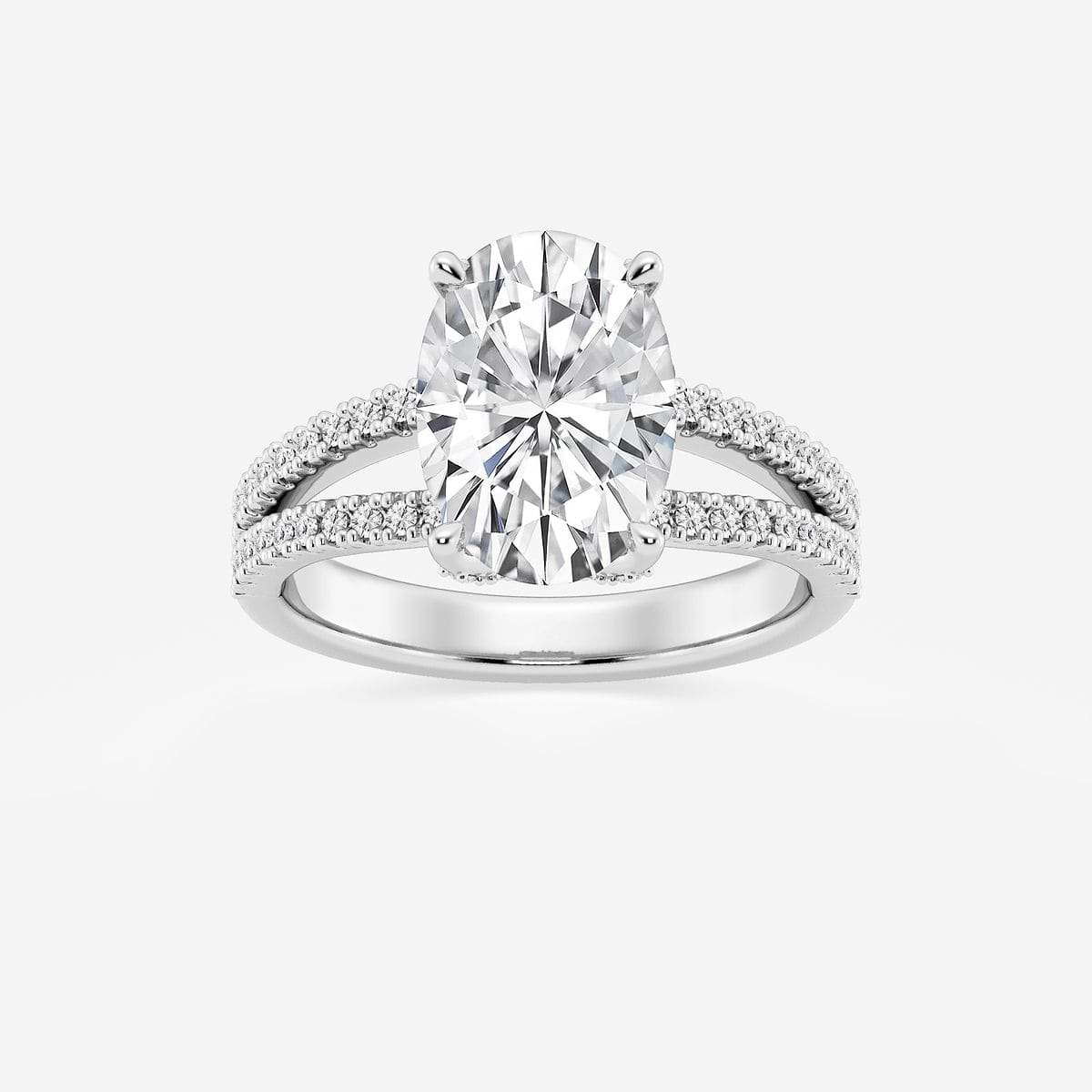 Badgley Mischka Near-Colorless 4 2/5 ctw Oval Lab Grown Diamond Split Shank Draped Hidden Halo Engagement Ring