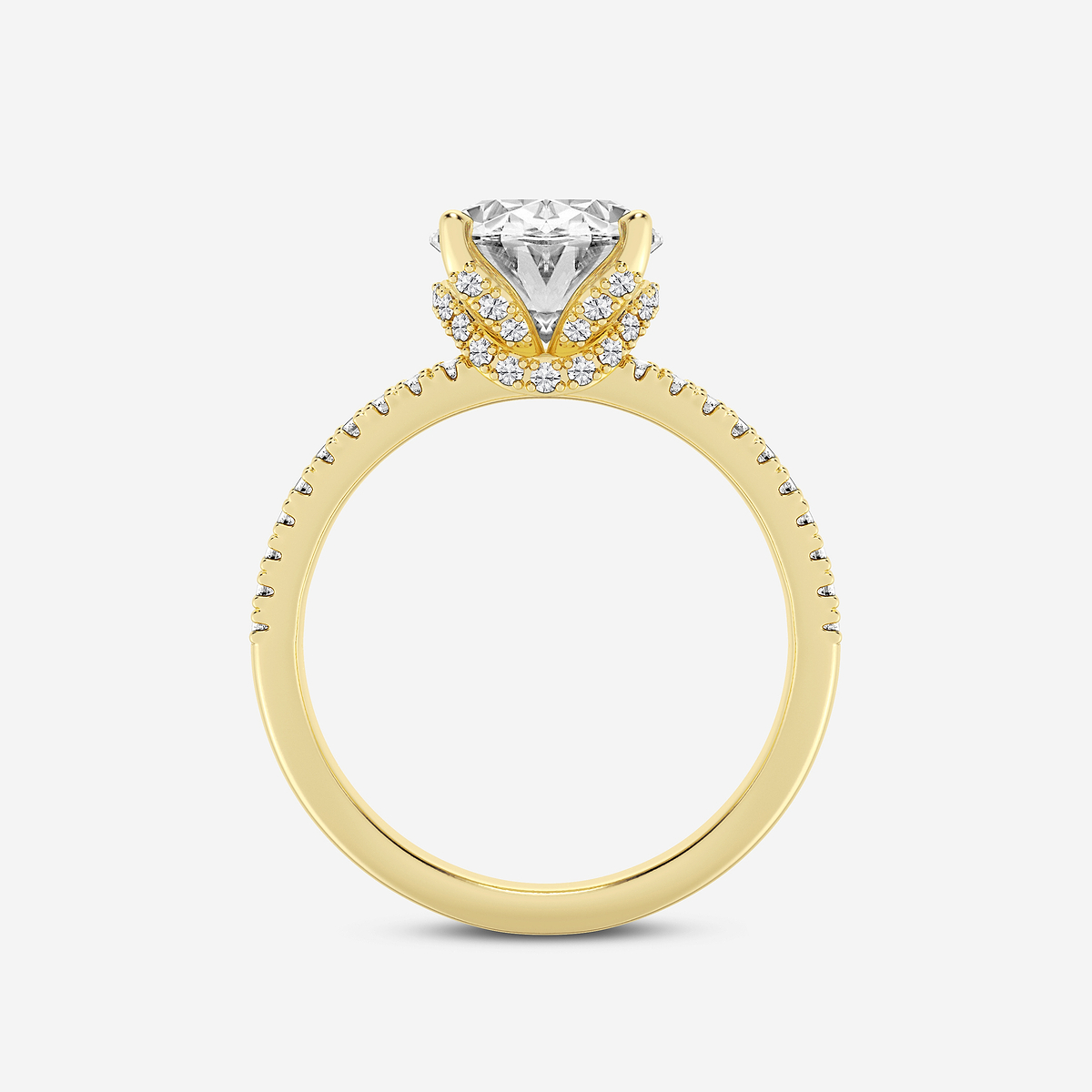 Additional Image 1 for  4 2/5 ctw Oval Lab Grown Diamond Split Shank Draped Hidden Halo Engagement Ring