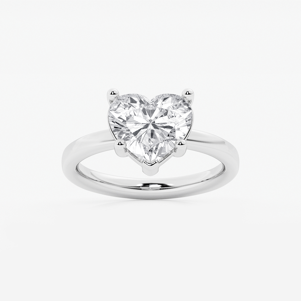 3 ctw Heart Lab Grown Diamond Low Setting Solitaire Engagement Ring