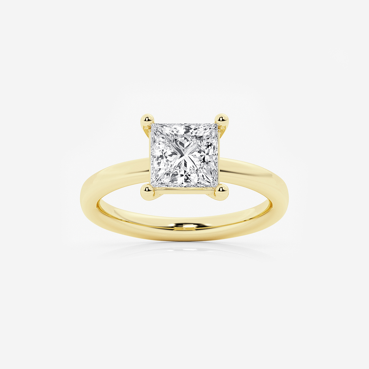 2 ctw Princess Lab Grown Diamond Low Setting Solitaire Engagement Ring