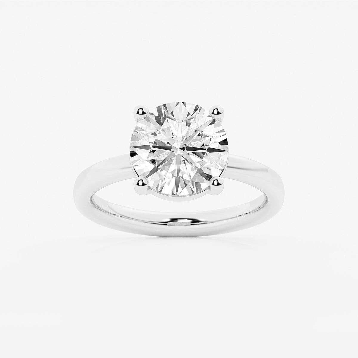 3 1/2 ctw Round Lab Grown Diamond Low Setting Solitaire Engagement Ring 14K White Gold, E, VS1