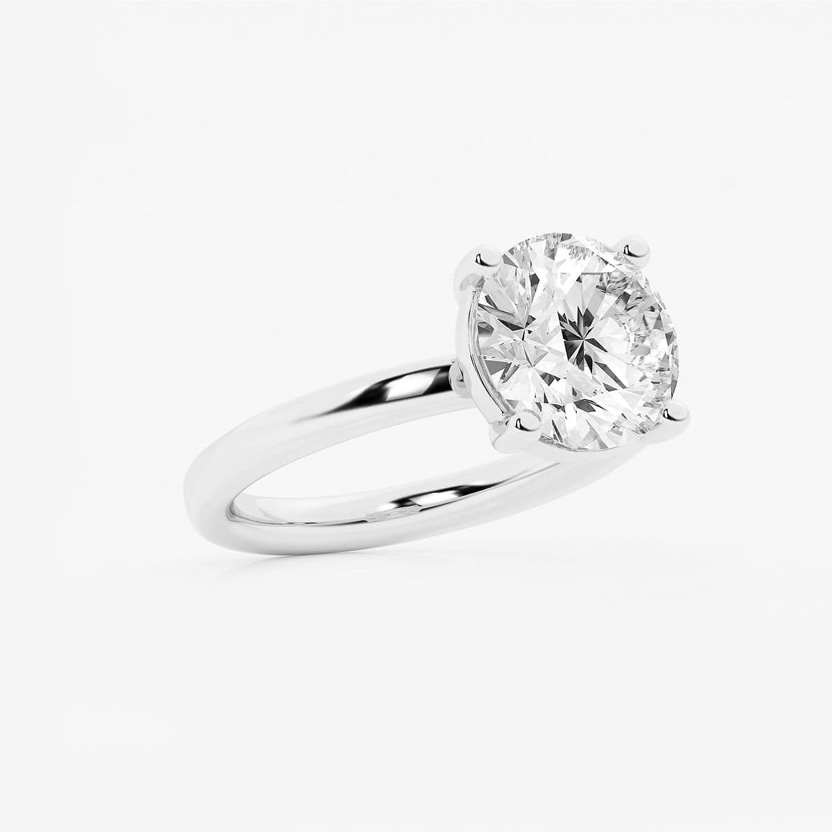 3 1/2 ctw Round Lab Grown Diamond Low Setting Solitaire Engagement Ring 14K White Gold, E, VS1
