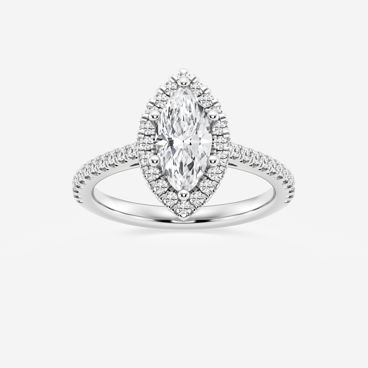 3 ctw Marquise Lab Grown Diamond French Pave Halo Engagement Ring