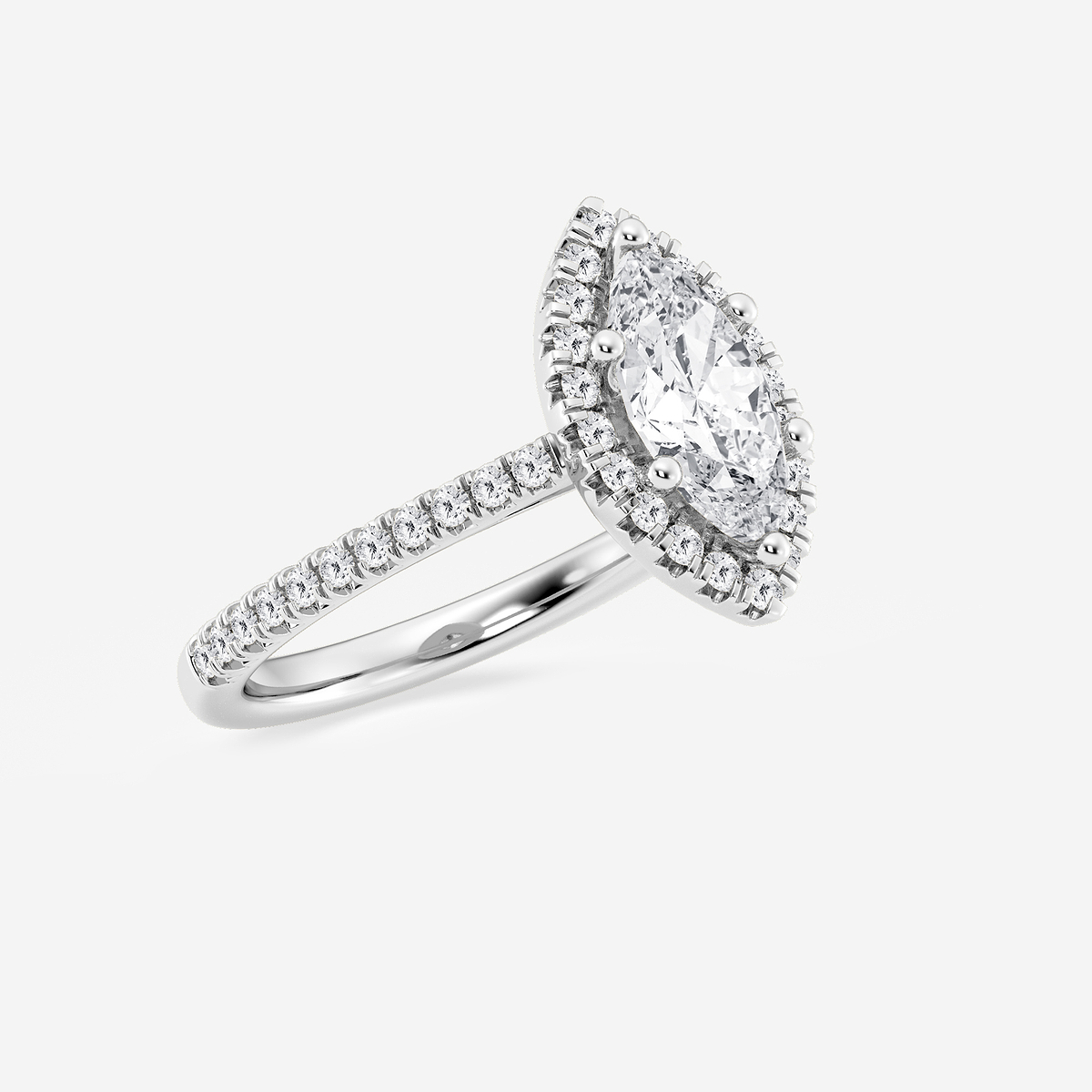 Additional Image 1 for  3 ctw Marquise Lab Grown Diamond French Pave Halo Engagement Ring