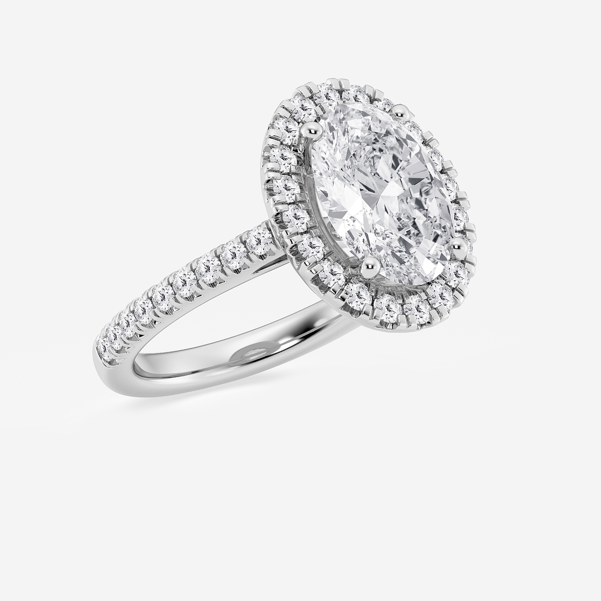 Additional Image 1 for  3 ctw Oval Lab Grown Diamond French Pave Halo Engagement Ring