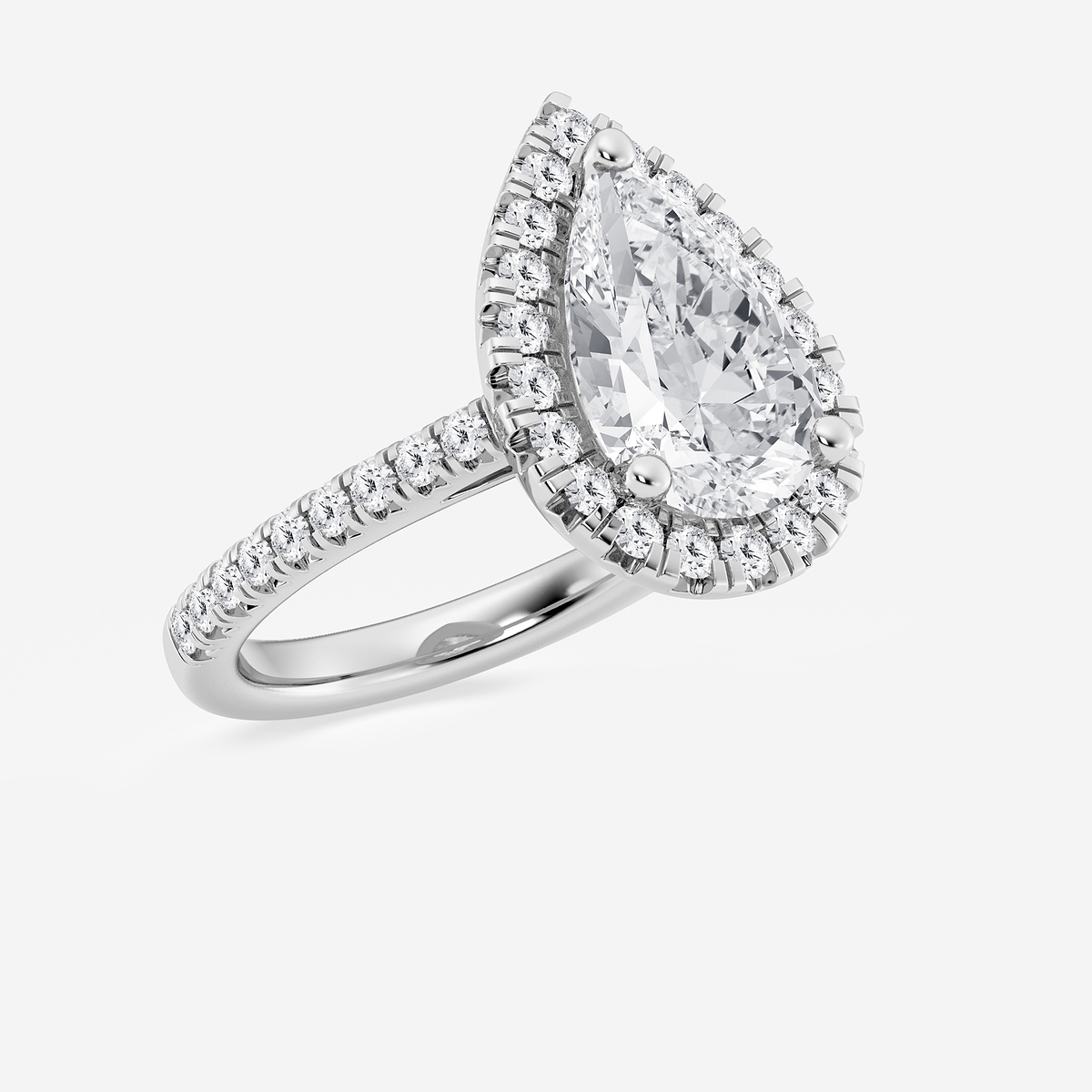 Additional Image 1 for  3 2/3 ctw Pear Lab Grown Diamond French Pave Halo Engagement Ring