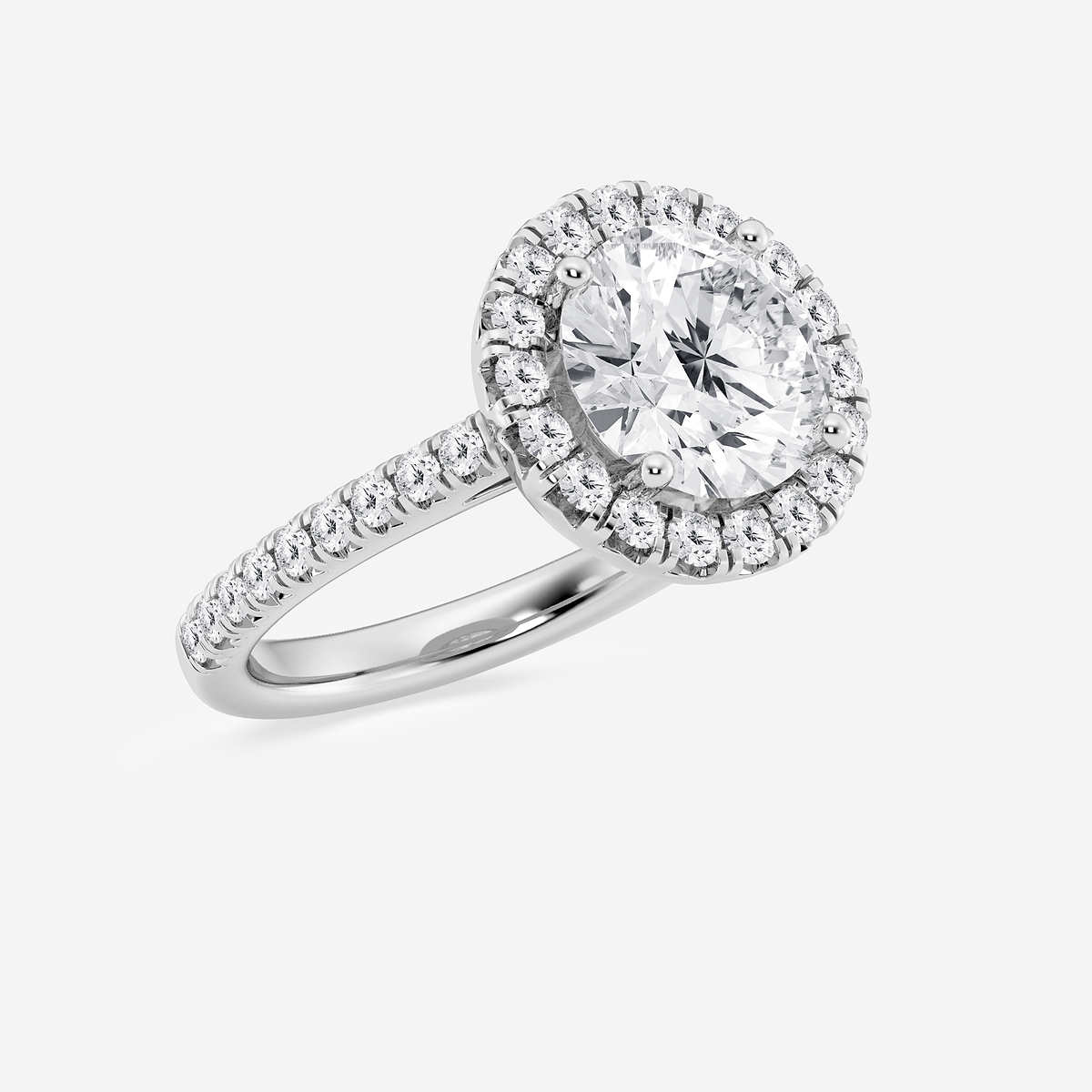 Additional Image 1 for  3 ctw Round Lab Grown Diamond French Pave Halo Engagement Ring