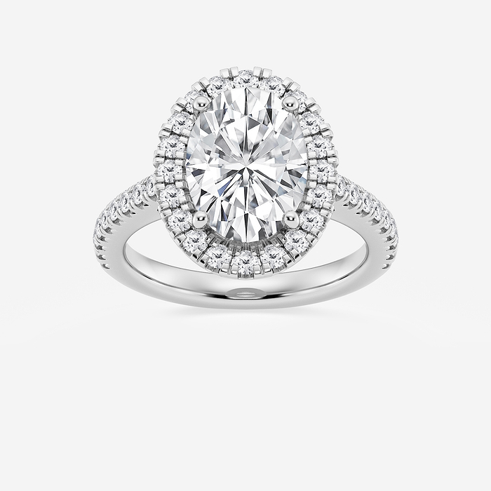Paradise - 3 ctw Oval Lab Grown Diamond French Pave Halo Engagement Ring