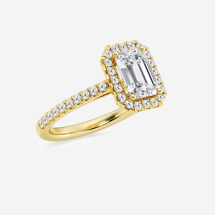Paradise - 2 ctw Emerald Lab Grown Diamond French Pave Halo Engagement Ring