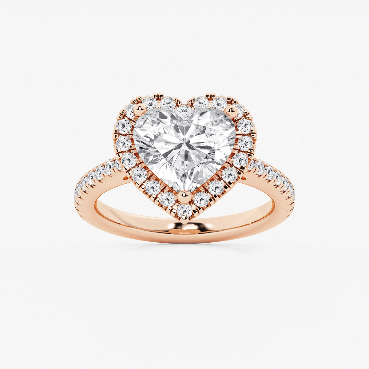 Paradise 3 ctw Heart Lab Grown Diamond French Pave Halo Engagement