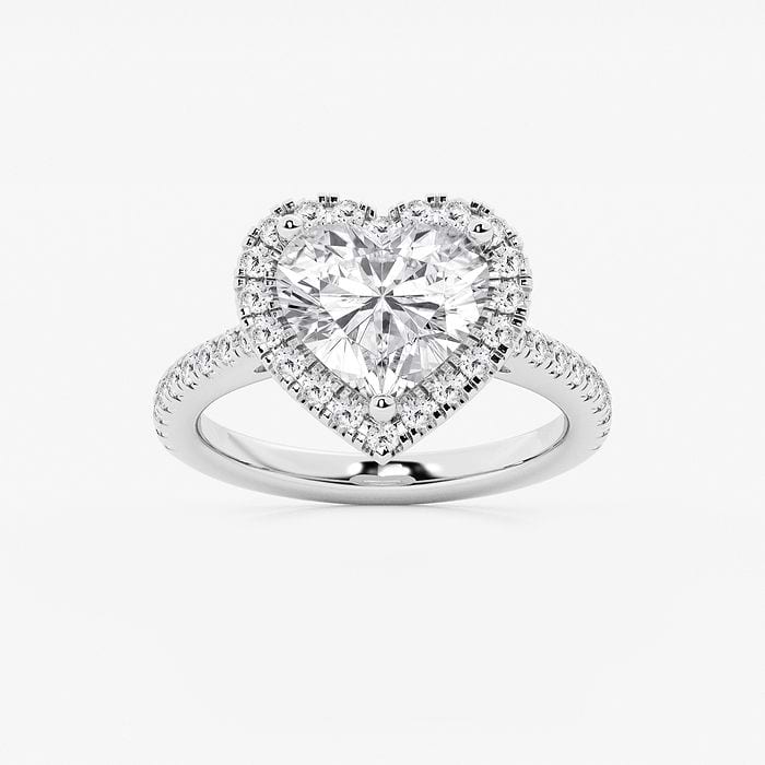 French Pave Heart Halo Engagement Ring