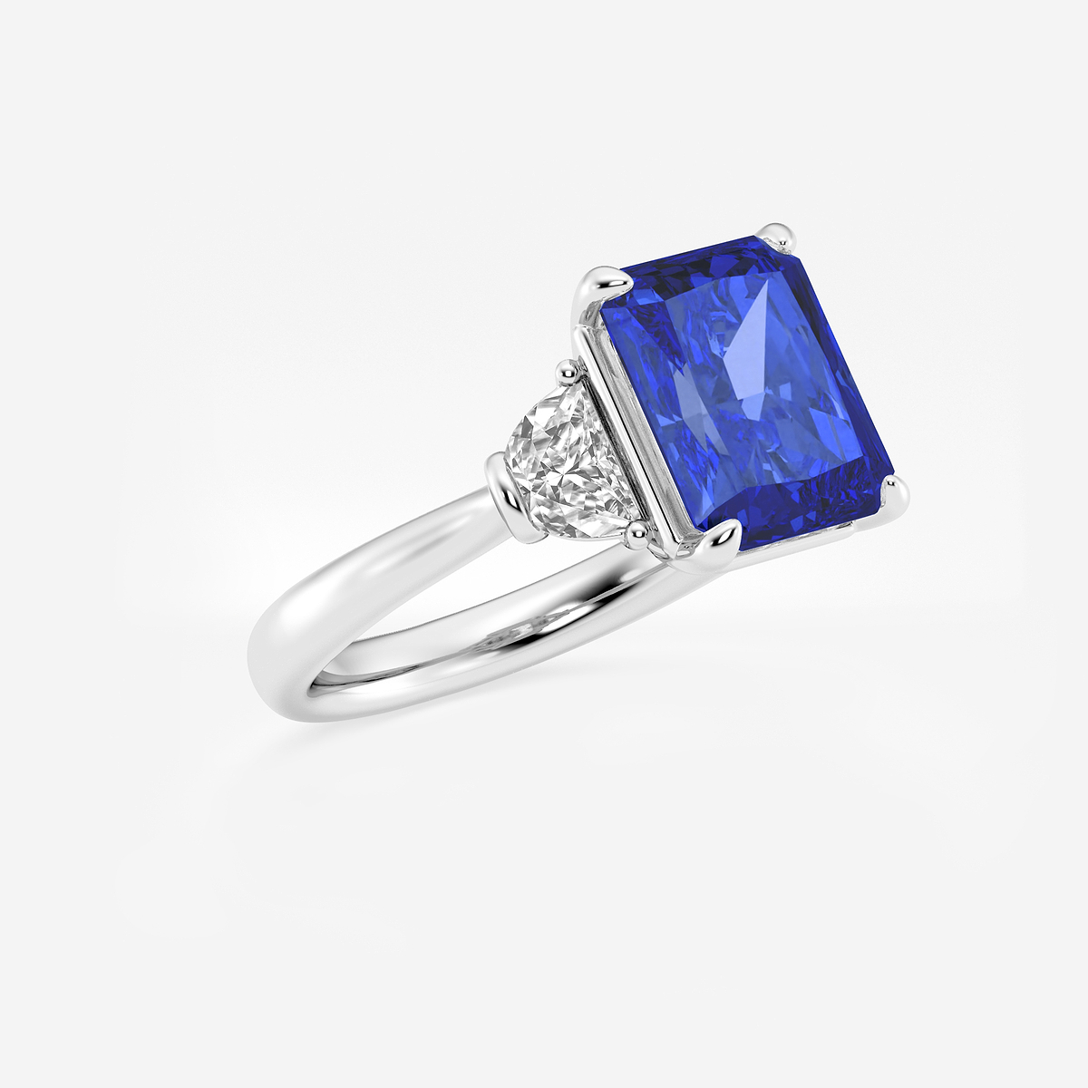 Additional Image 1 for  10x8mm Radiant Cut Created Sapphire and 5/8 ctw Lab Grown Diamond Three-Stone Engagement Ring