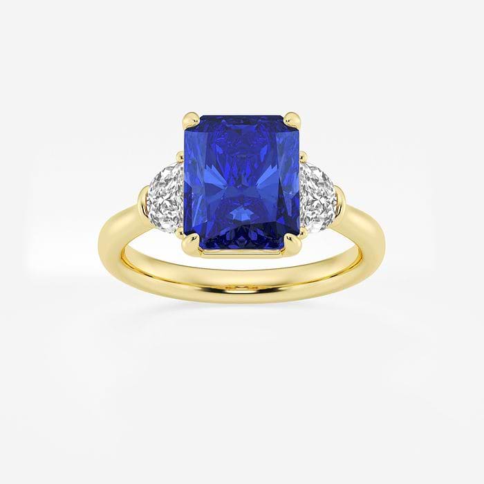 10x8mm Pear Cut Created Sapphire and 2 7/8 ctw Emerald and Pear Lab Grown Diamond Drop Earrings Platinum