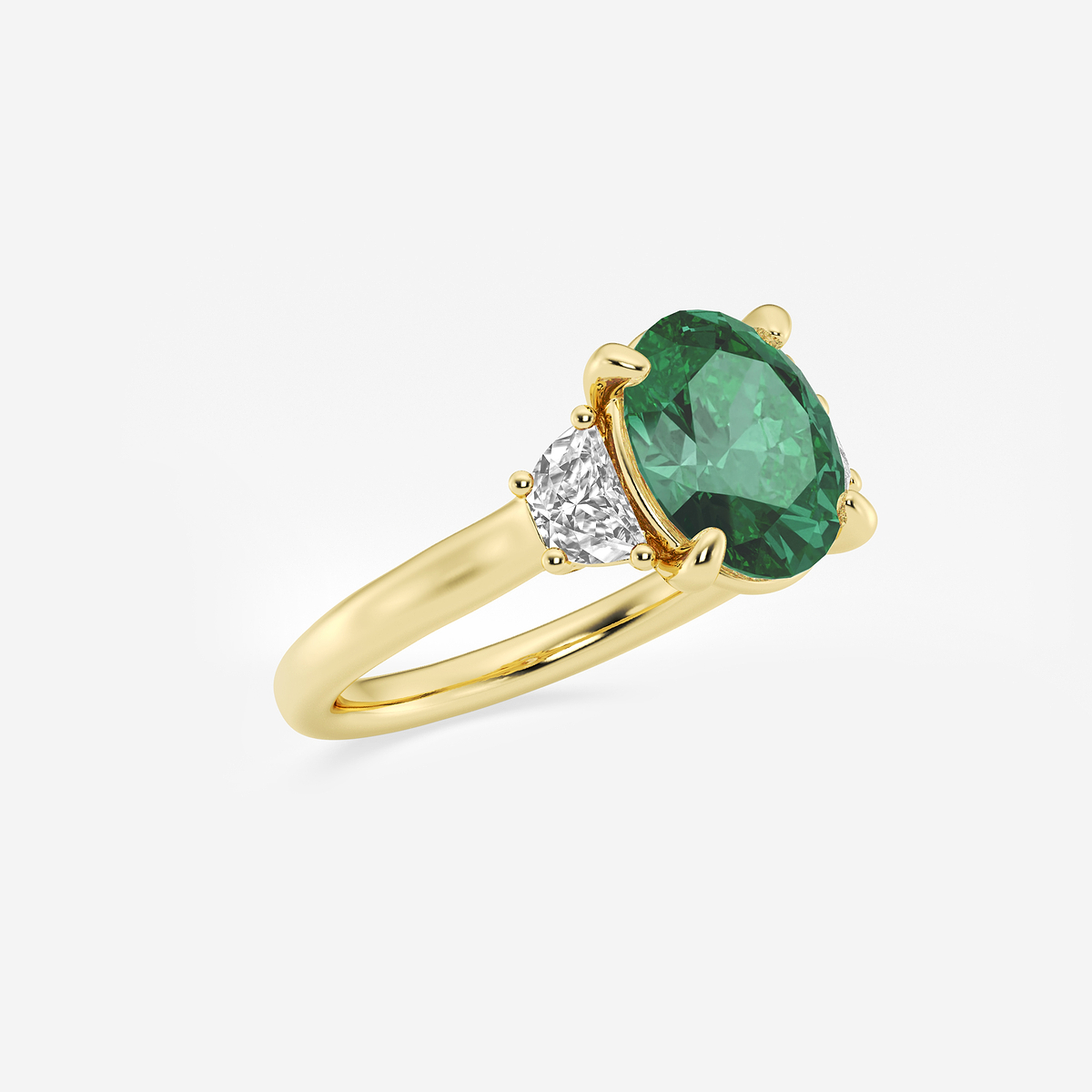 Additional Image 1 for  10x8mm ctw Oval Cut Created Emerald and 1/2 ctw Lab Grown Diamond Three-Stone Engagement Ring