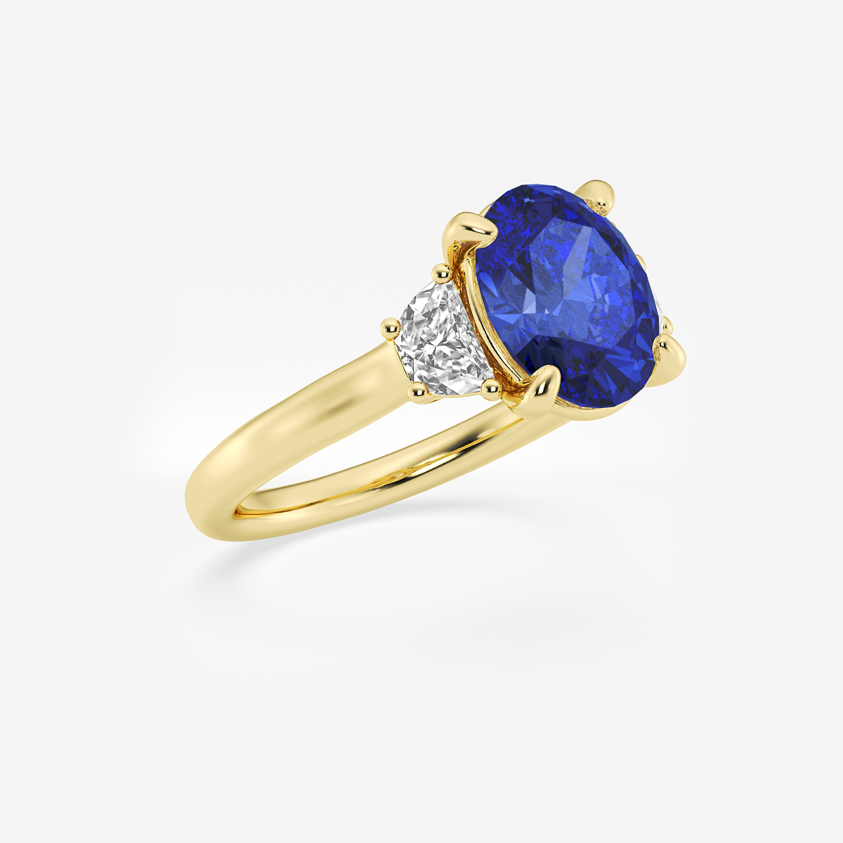 Additional Image 1 for  10x8mm ctw Oval Cut Created Sapphire and 1/2 ctw Lab Grown Diamond Three-Stone Engagement Ring