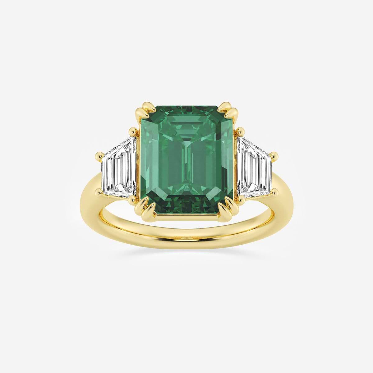 Lily 11x9mm Created Emerald and 1 ctw Lab Grown Diamond