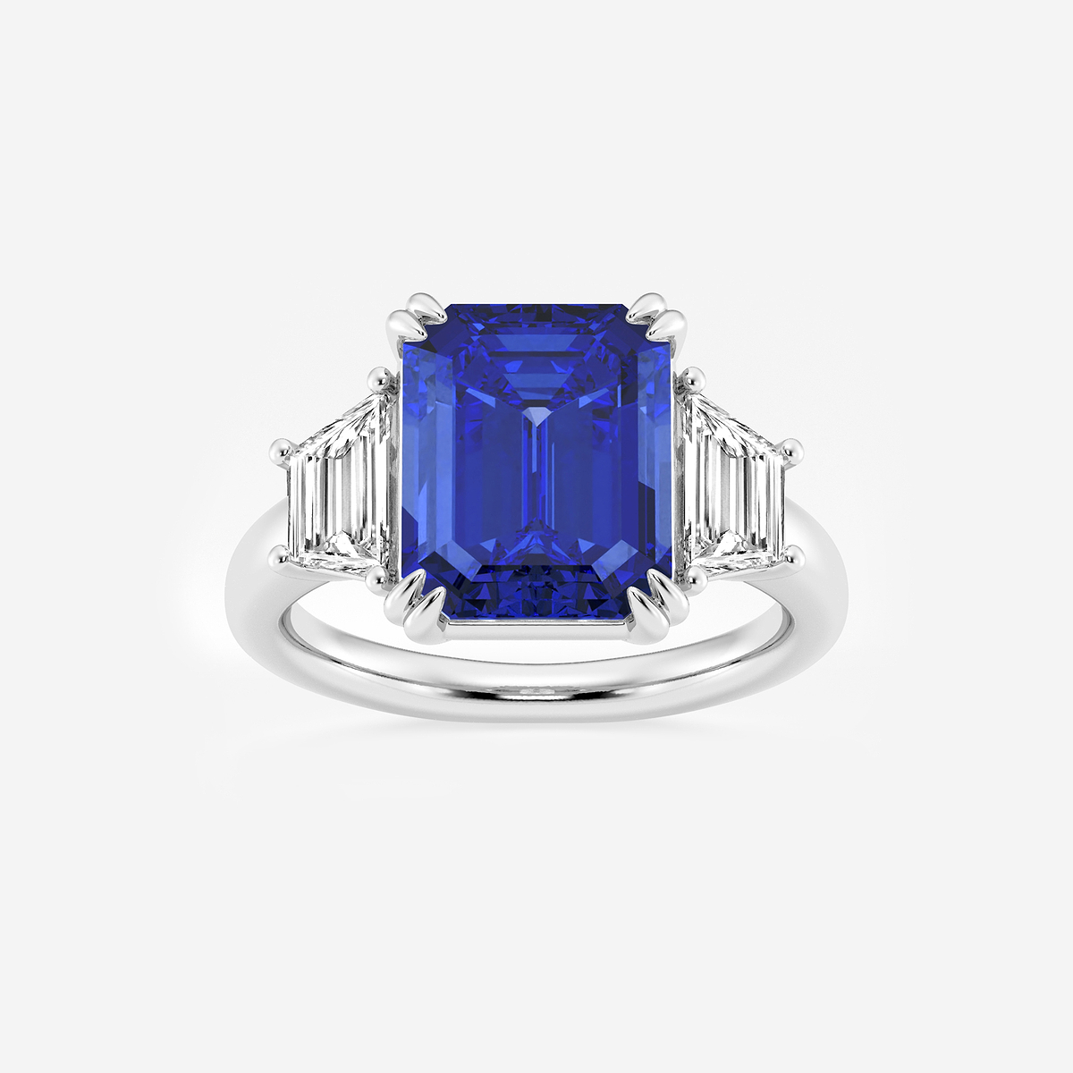 Lily 6 ctw Emerald Cut Sapphire and Trapezoid Lab Grown Diamond