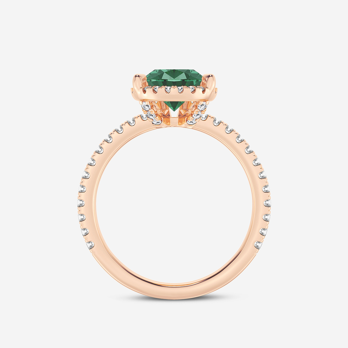 Additional Image 1 for  3 ctw Pear Cut Emerald and Round Lab Grown Diamond Halo Engagement Ring