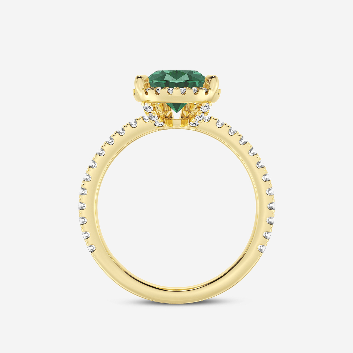Additional Image 1 for  3 ctw Pear Cut Emerald and Round Lab Grown Diamond Halo Engagement Ring