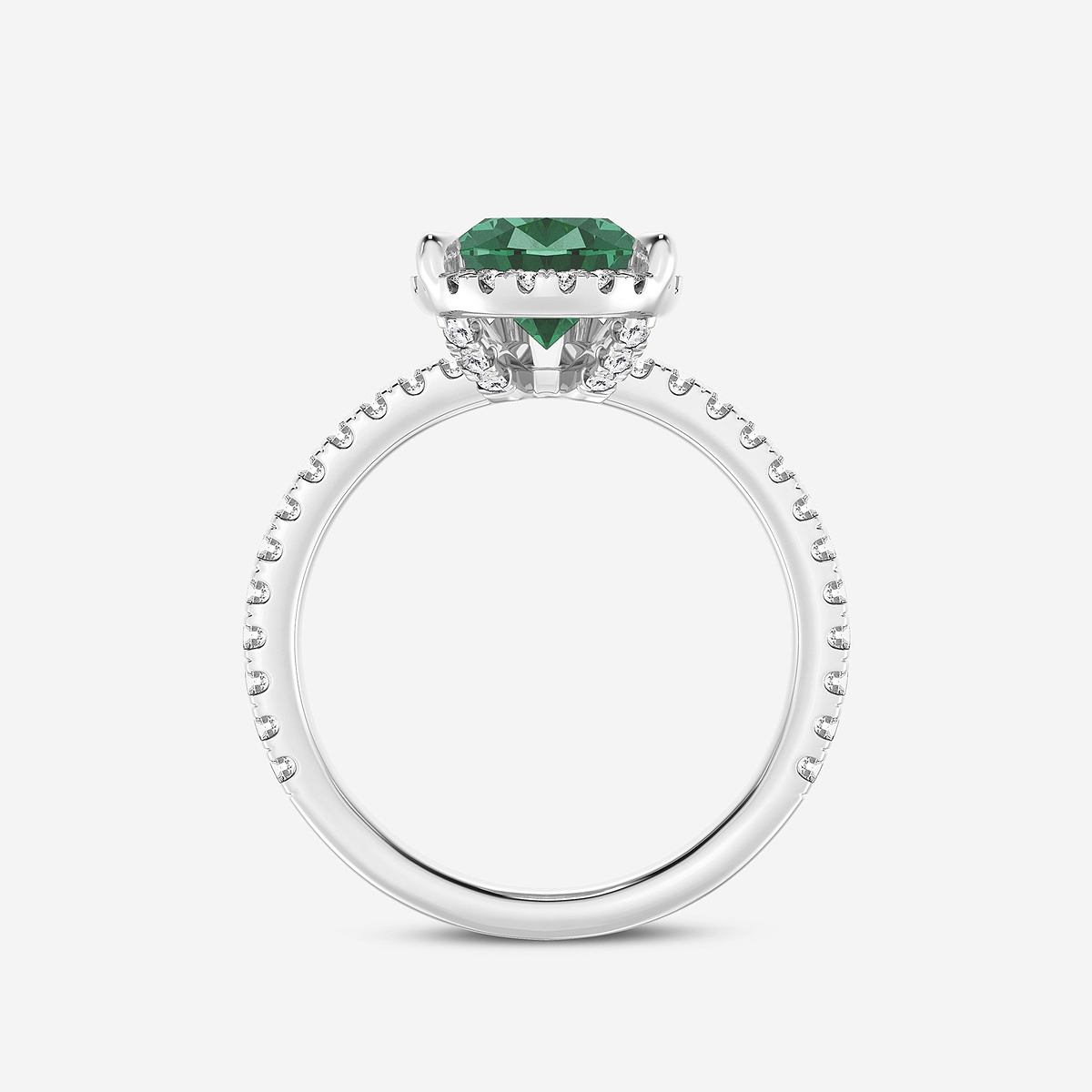 Additional Image 1 for  3 ctw Pear Cut Emerald and Round Lab Grown Diamond Halo Engagement Ring