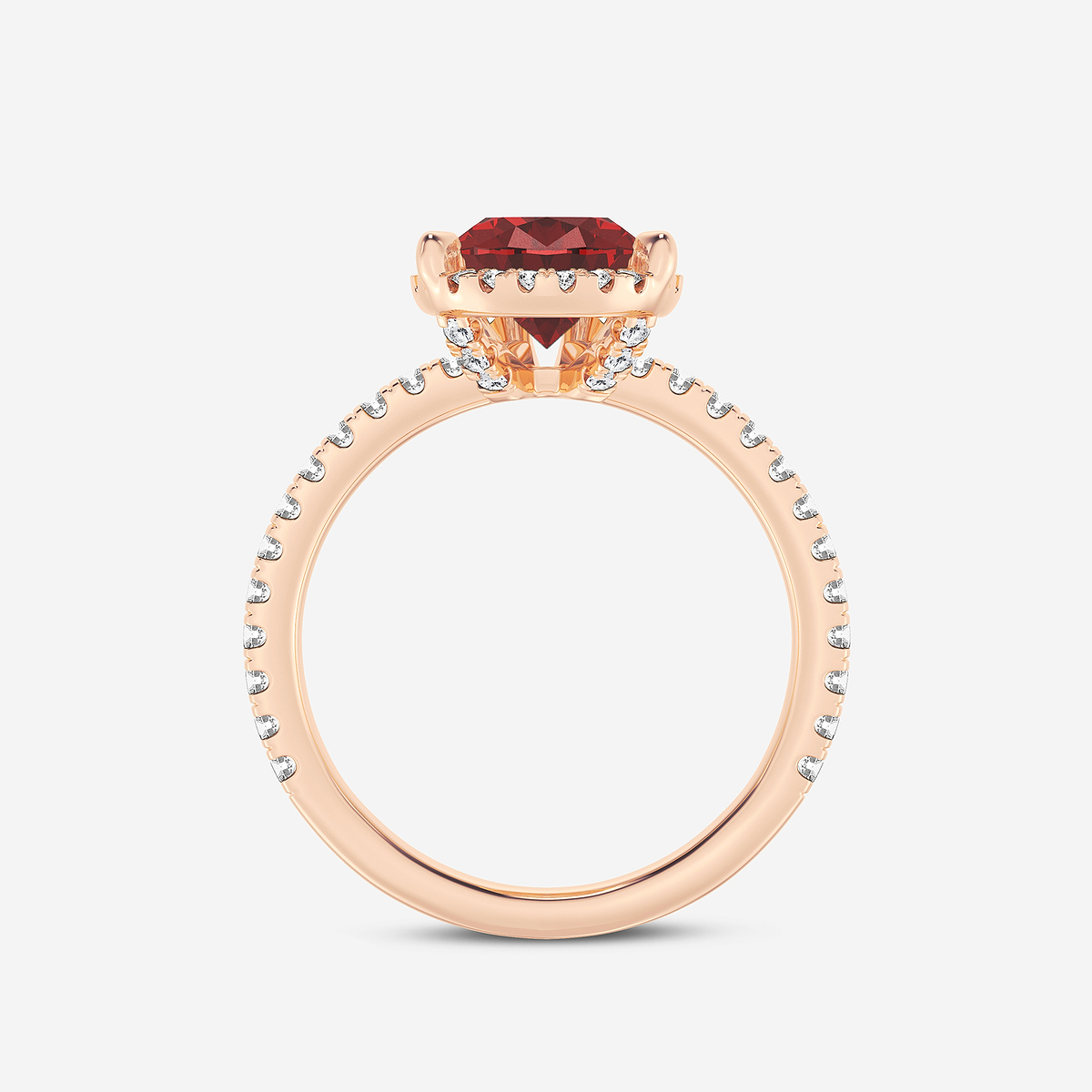 Additional Image 1 for  3 ctw Pear Cut Ruby and Round Lab Grown Diamond Halo Engagement Ring