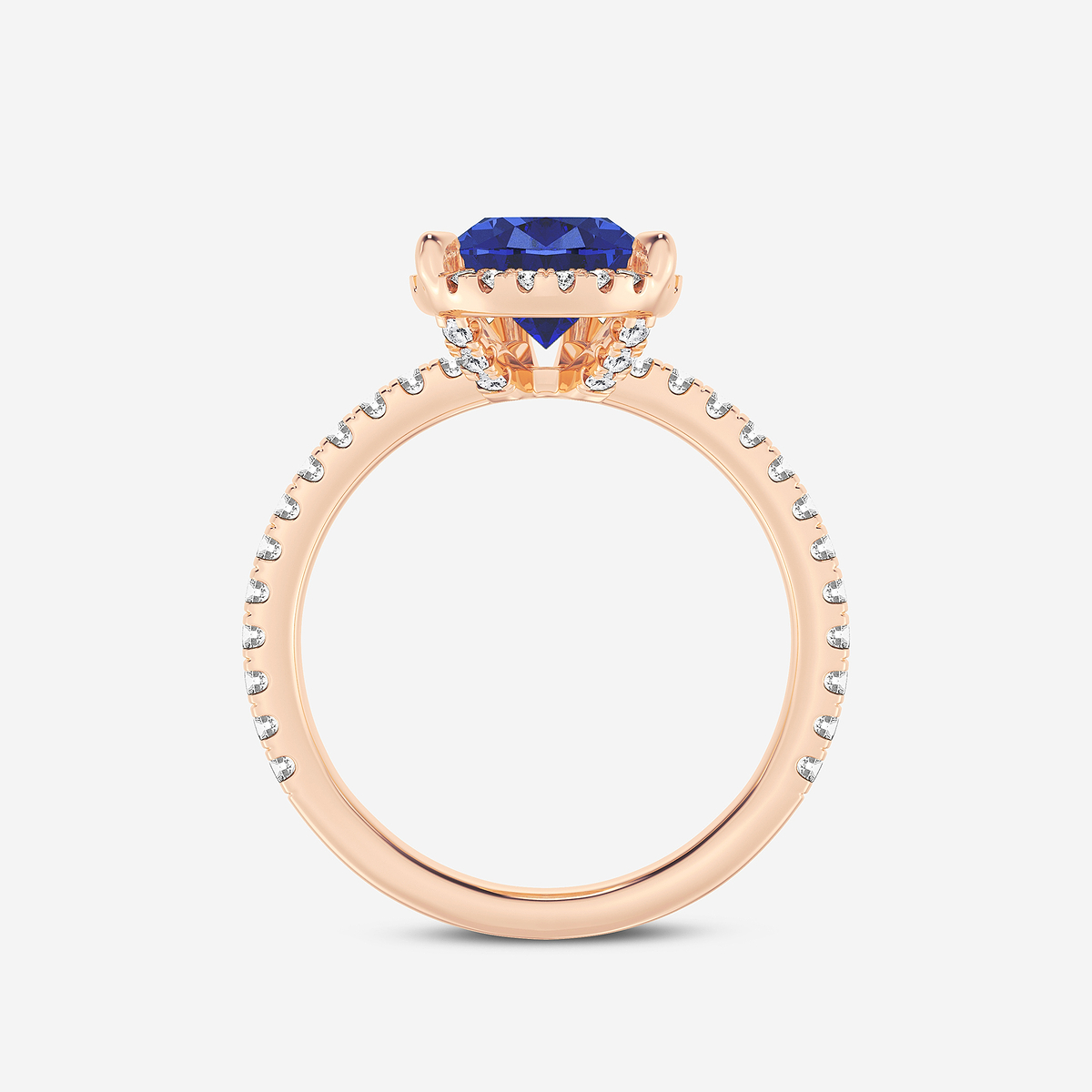 Additional Image 1 for  3 ctw Pear Cut Sapphire and Round Lab Grown Diamond Halo Engagement Ring