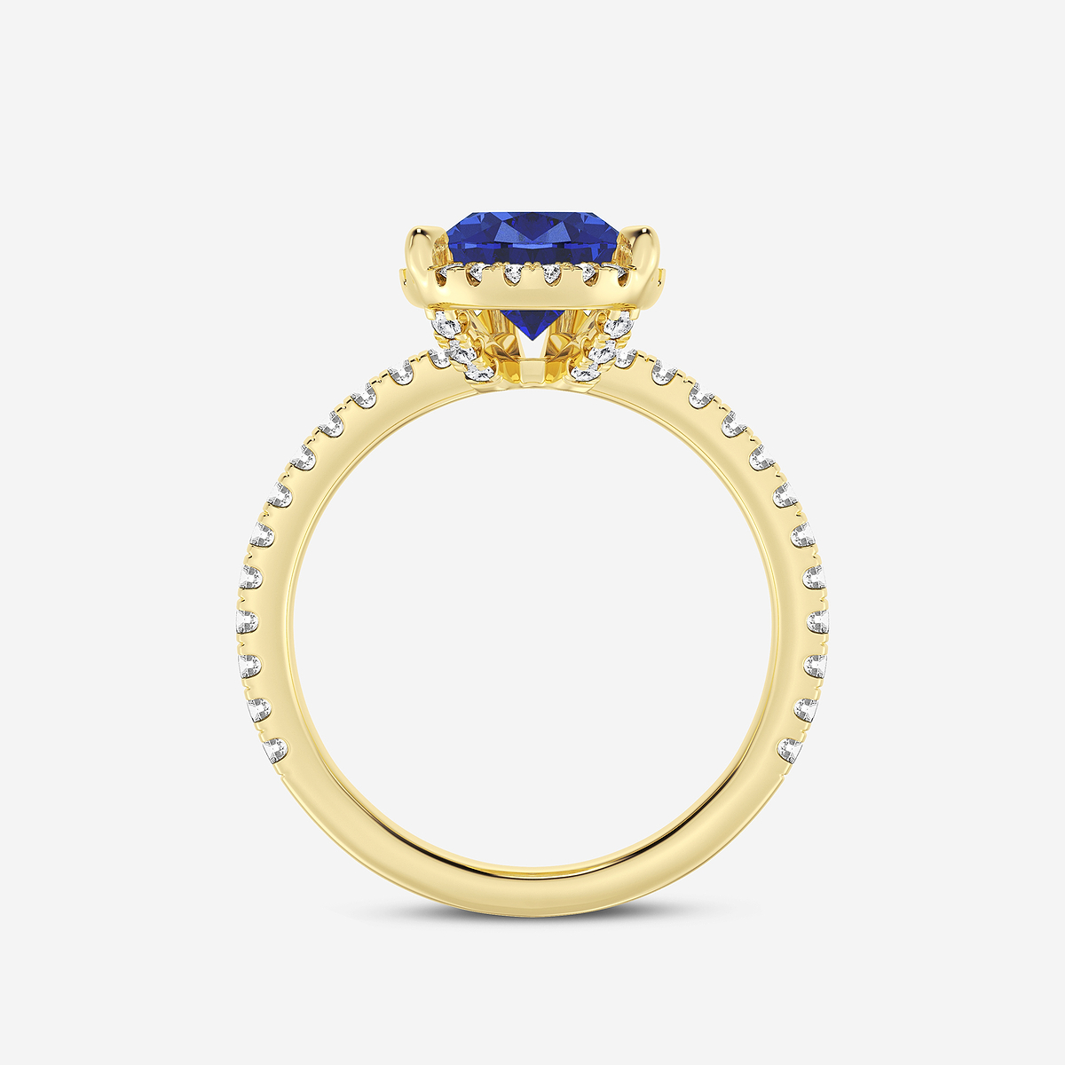 Additional Image 1 for  3 ctw Pear Cut Sapphire and Round Lab Grown Diamond Halo Engagement Ring