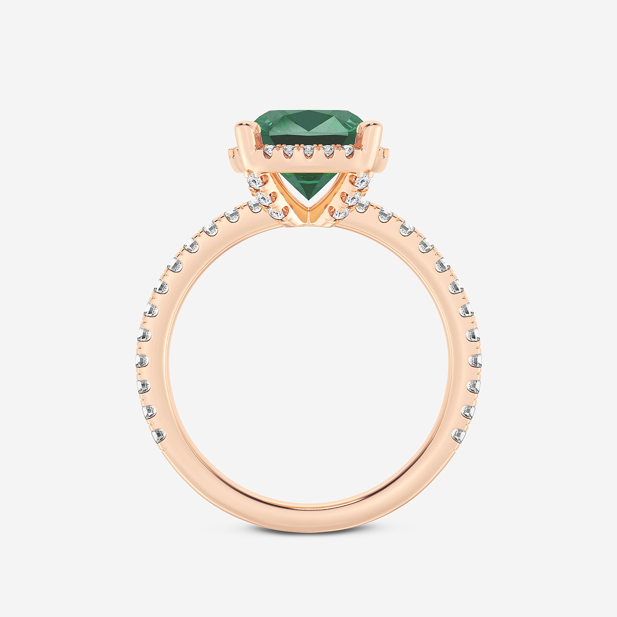 Additional Image 1 for  8 mm Cushion Cut Created Emerald and 2/5 ctw Lab Grown Diamond Halo Engagement Ring