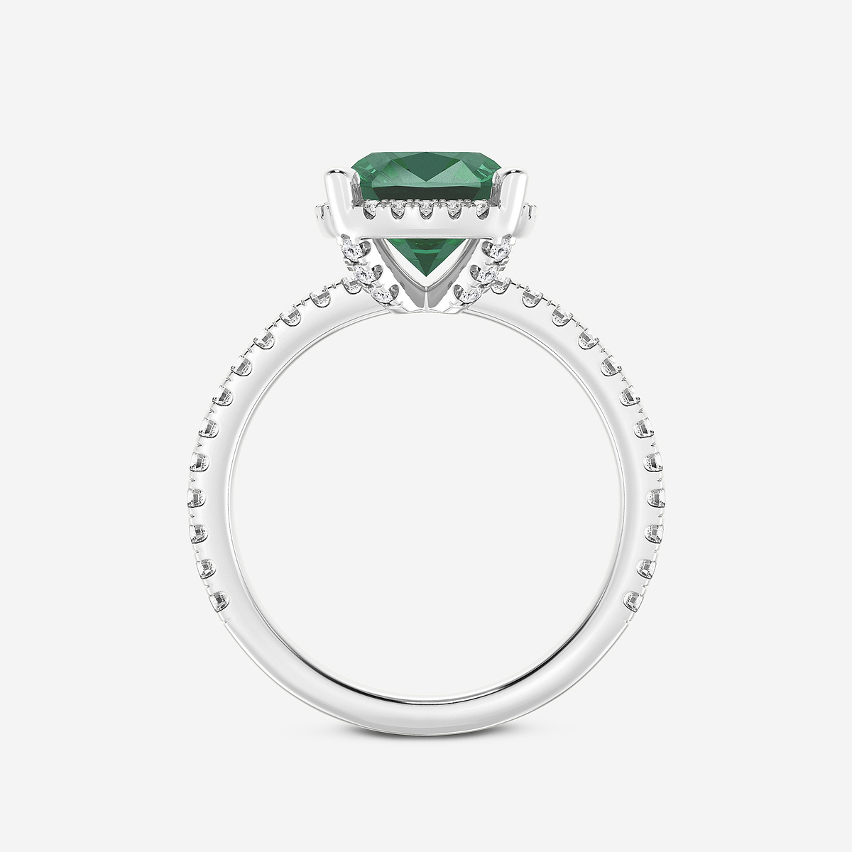 Additional Image 1 for  8 mm Cushion Cut Created Emerald and 2/5 ctw Lab Grown Diamond Halo Engagement Ring