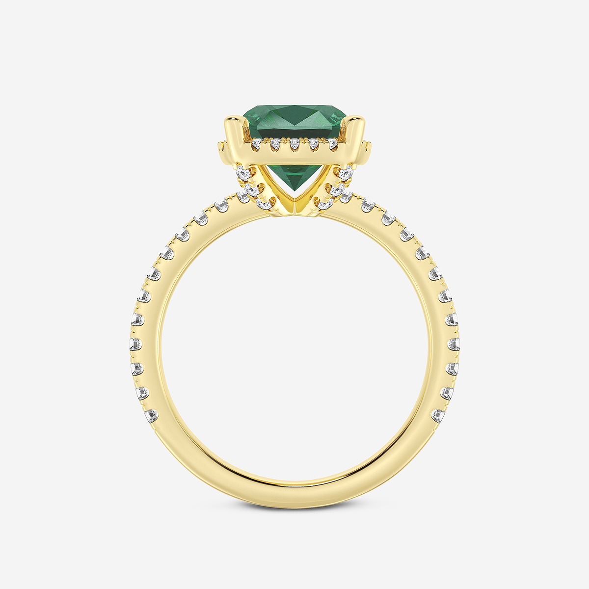 Additional Image 1 for  8 mm Cushion Cut Created Emerald and 2/5 ctw Lab Grown Diamond Halo Engagement Ring