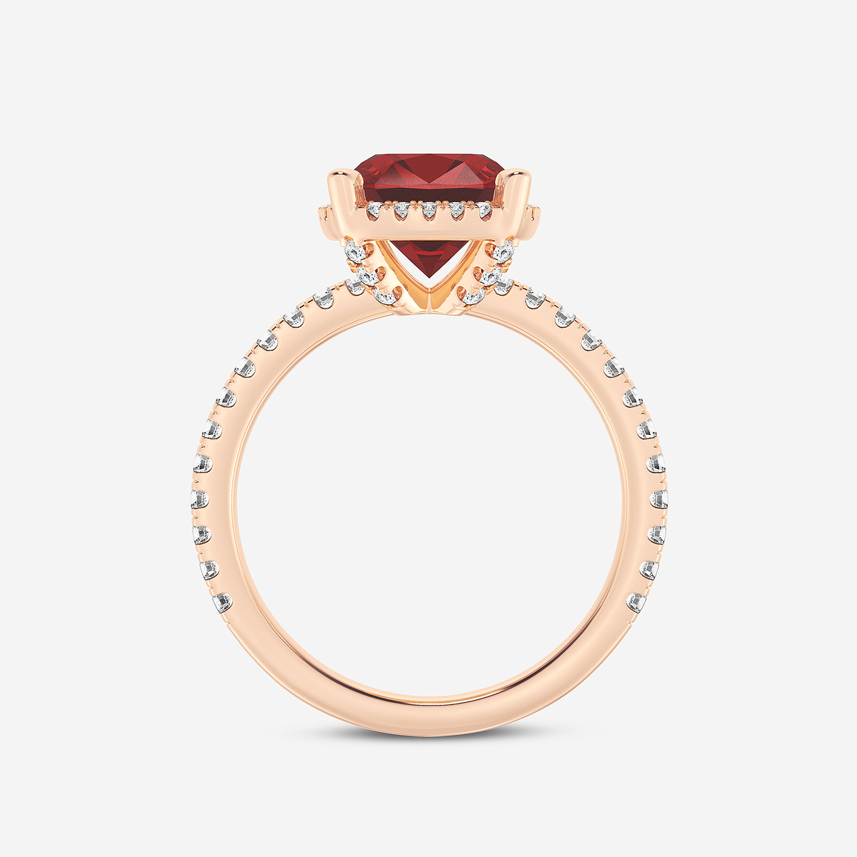 Additional Image 1 for  8 mm Cushion Cut Created Ruby and 2/5 ctw Lab Grown Diamond Halo Engagement Ring