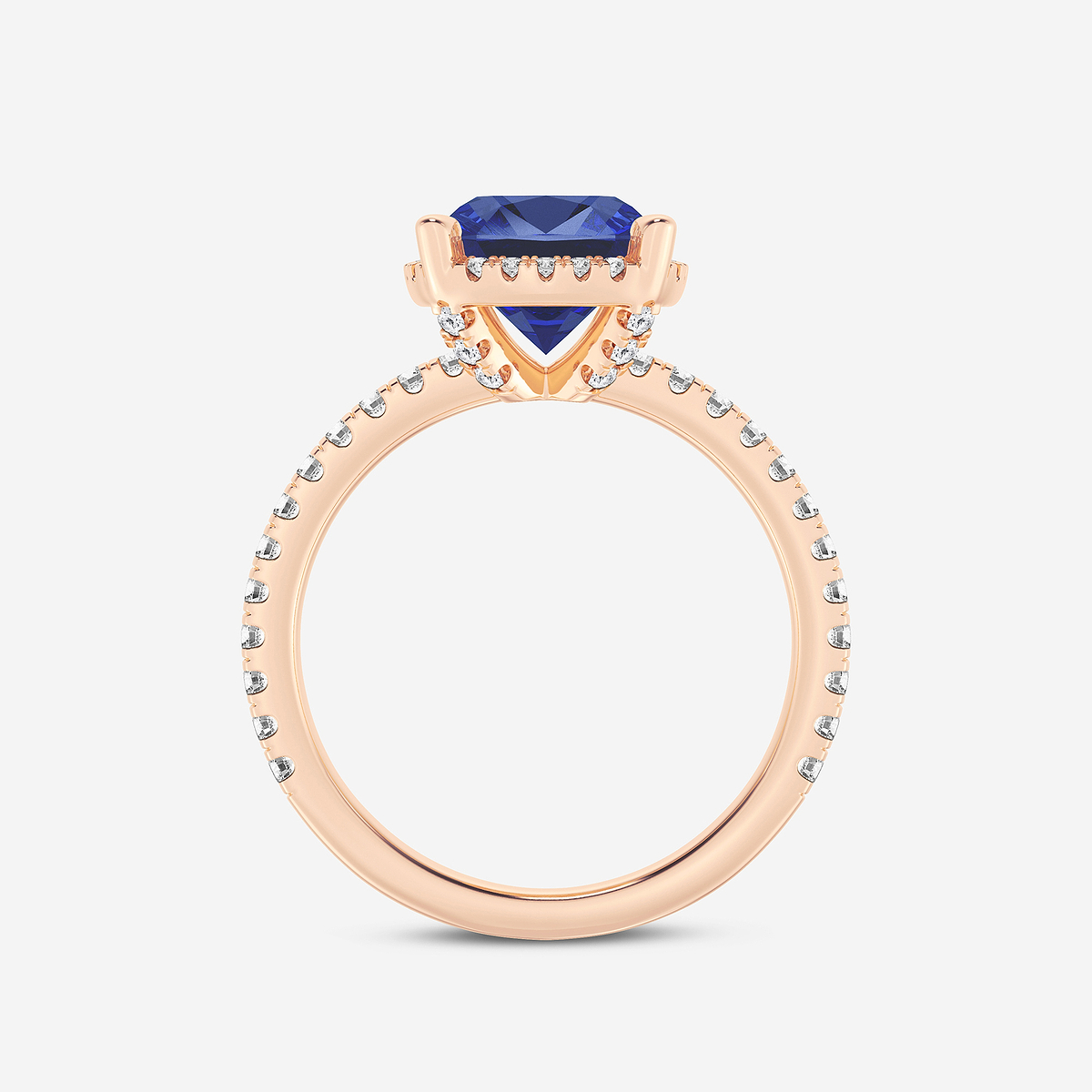 Additional Image 1 for  8 mm Cushion Cut Created Sapphire and 2/5 ctw Lab Grown Diamond Halo Engagement Ring