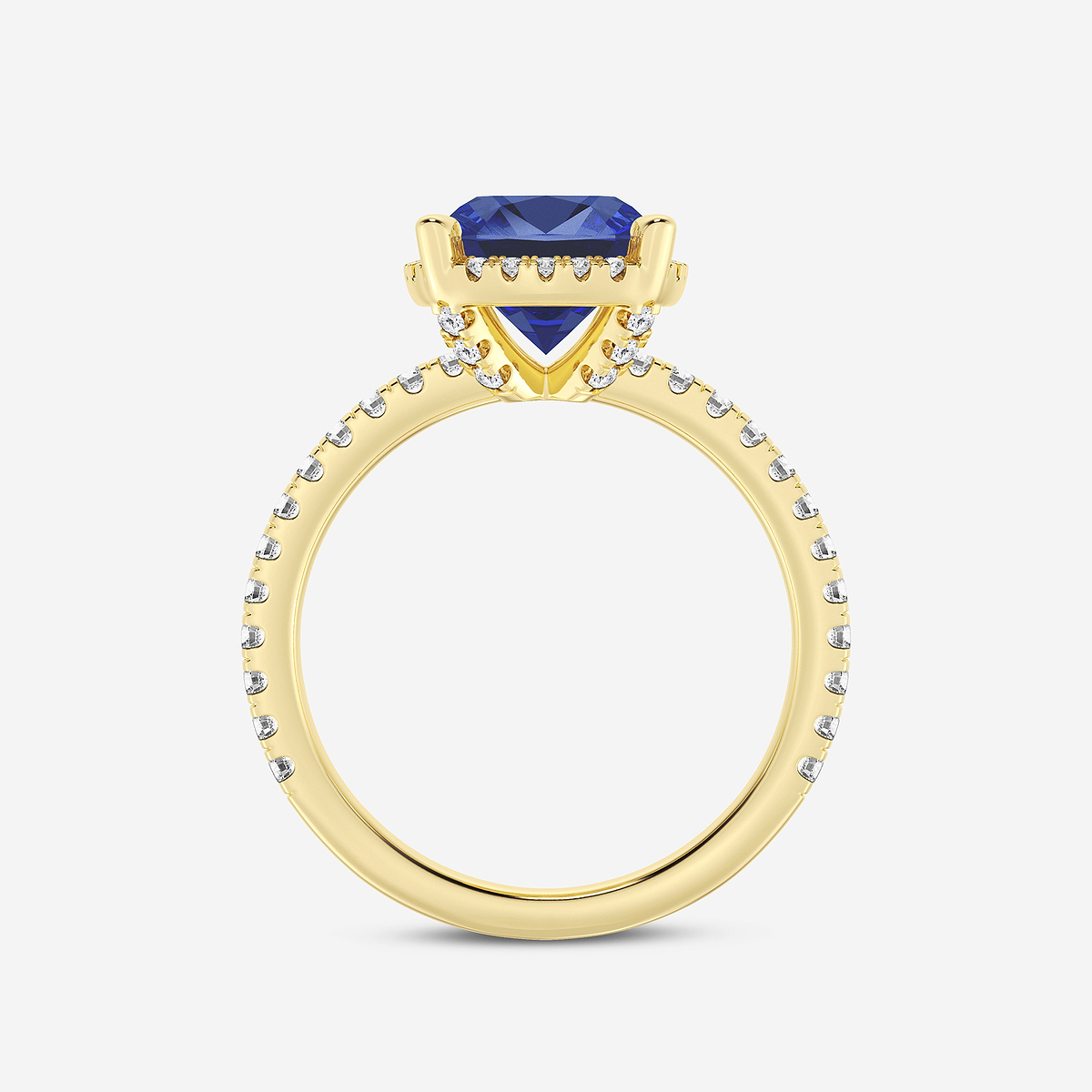 Additional Image 1 for  8 mm Cushion Cut Created Sapphire and 2/5 ctw Lab Grown Diamond Halo Engagement Ring