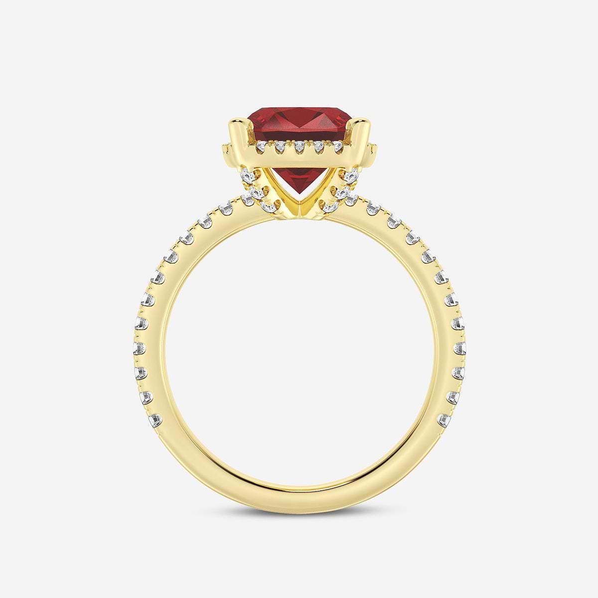 Cushion Lab Created Ruby and Diamond Halo Ring Cushion Lab Created Ruby and Diamond Halo Ring