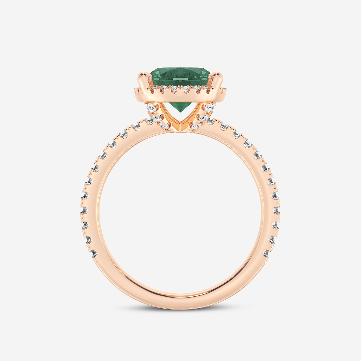 Additional Image 1 for  10x8mm Oval Cut Created Emerald and 2/5 ctw Lab Grown Diamond Halo Engagement Ring
