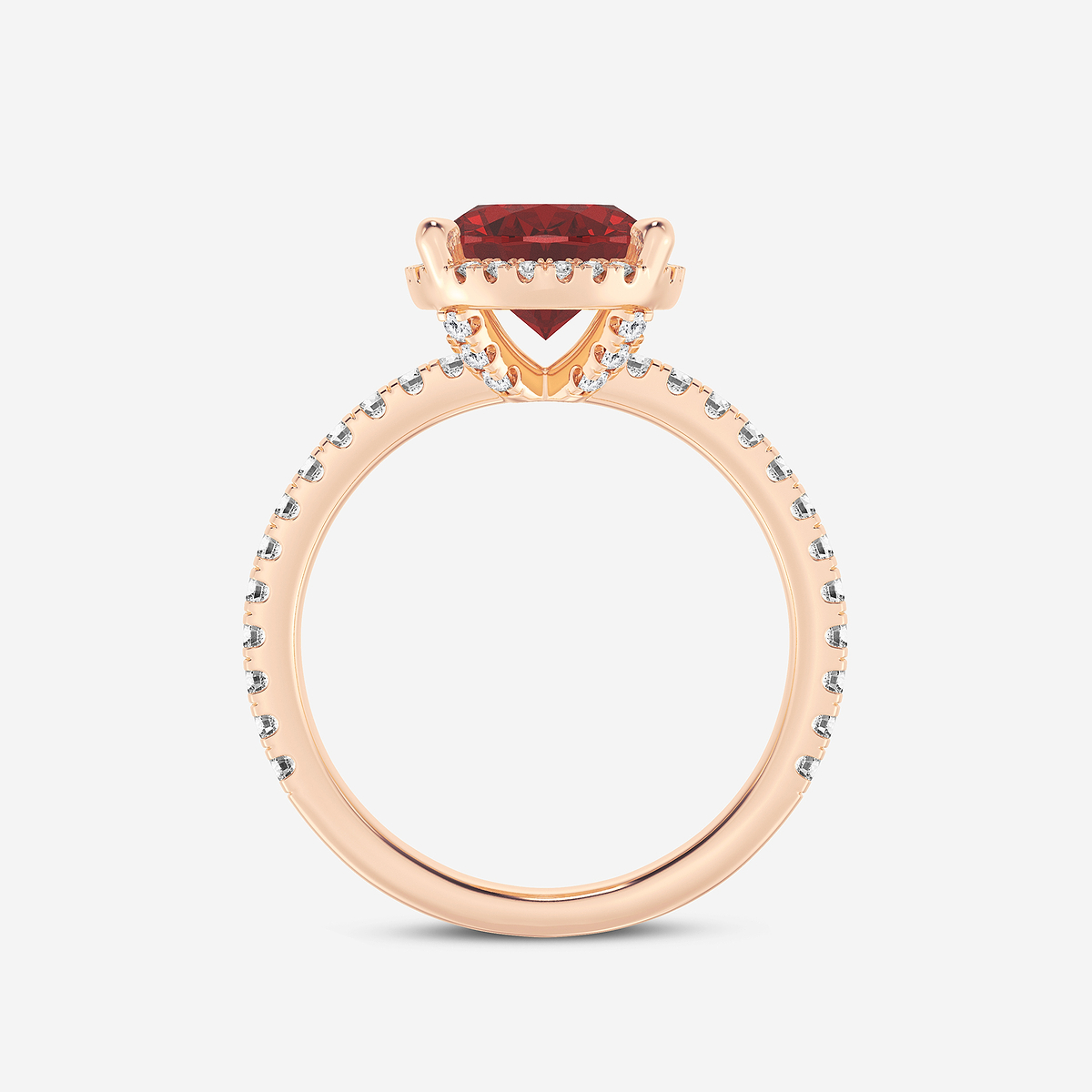 Additional Image 1 for  10x8mm Oval Cut Created Ruby and 2/5 ctw Lab Grown Diamond Halo Engagement Ring