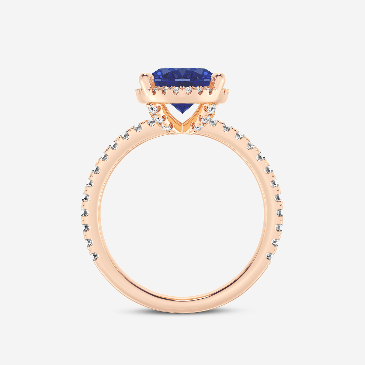 Additional Image 1 for  10x8mm Oval Cut Created Sapphire and 2/5 ctw Lab Grown Diamond Halo Engagement Ring