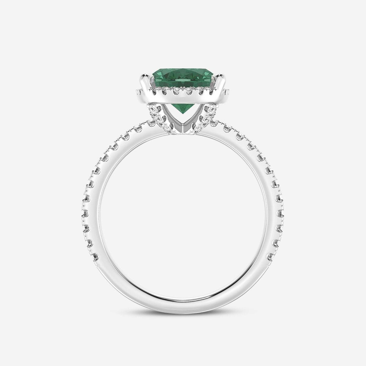 Additional Image 1 for  10x8mm Oval Cut Created Emerald and 2/5 ctw Lab Grown Diamond Halo Engagement Ring