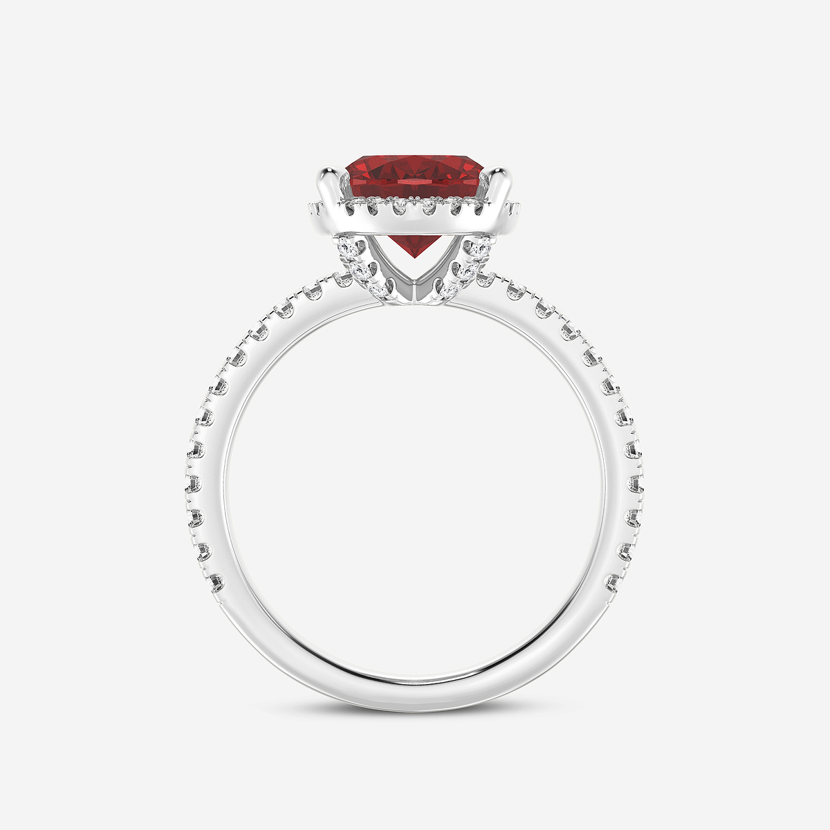 Additional Image 1 for  10x8mm Oval Cut Created Ruby and 2/5 ctw Lab Grown Diamond Halo Engagement Ring