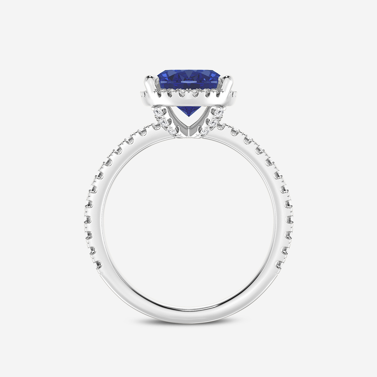 Additional Image 1 for  10x8mm Oval Cut Created Sapphire and 2/5 ctw Lab Grown Diamond Halo Engagement Ring