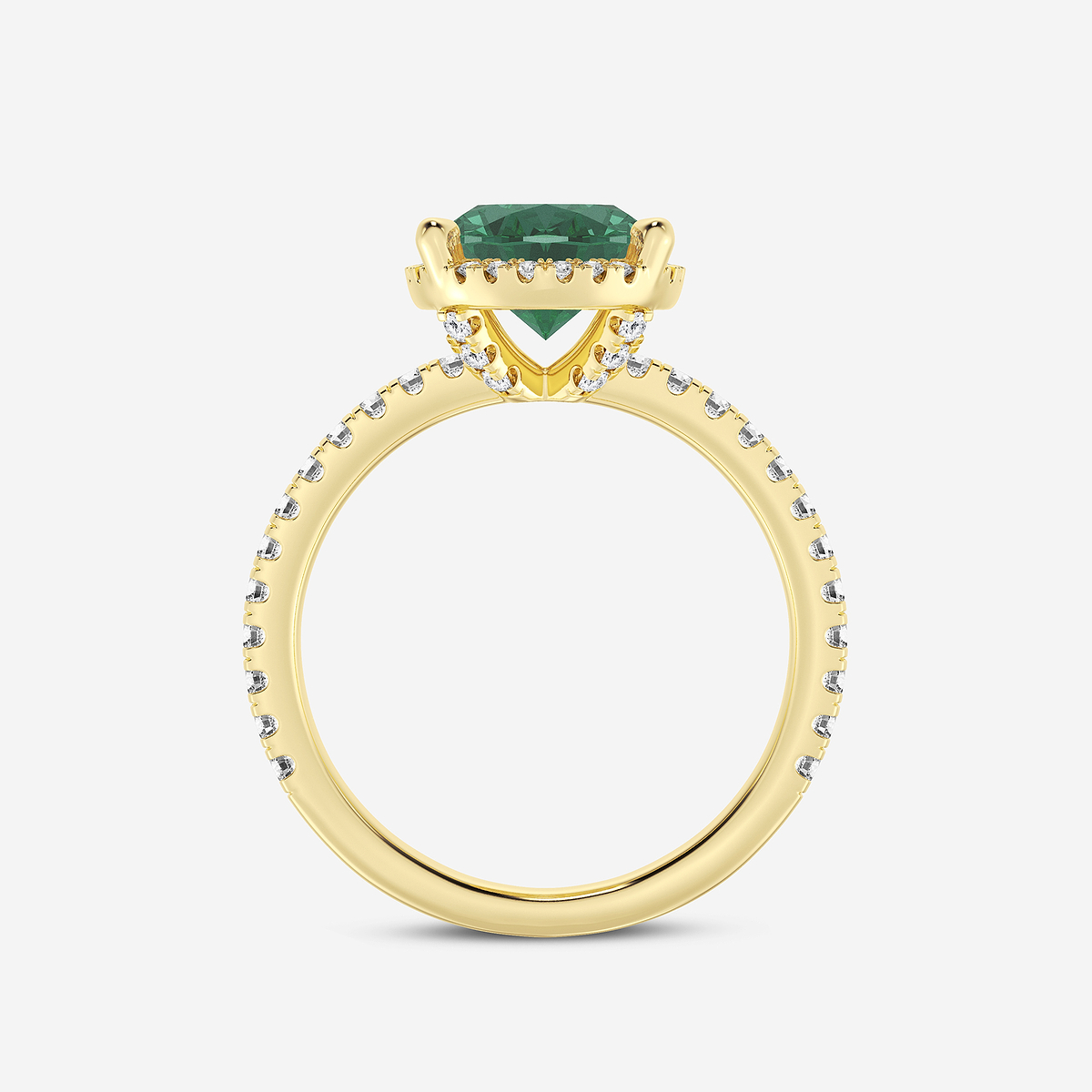Additional Image 1 for  10x8mm Oval Cut Created Emerald and 2/5 ctw Lab Grown Diamond Halo Engagement Ring