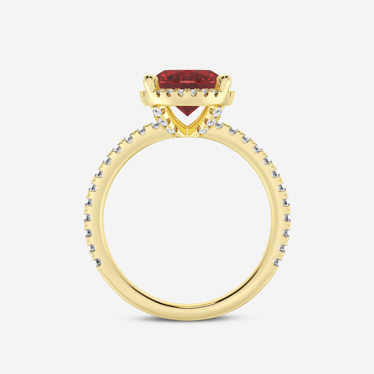 Additional Image 1 for  10x8mm Oval Cut Created Ruby and 2/5 ctw Lab Grown Diamond Halo Engagement Ring
